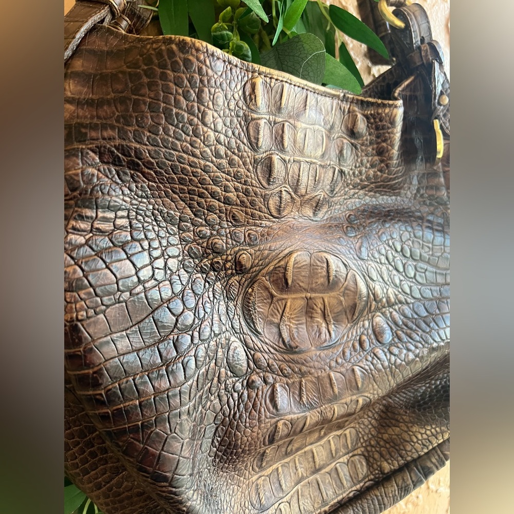 Brahmin Croc-Embossed Brown Purse - Picture 2 of 6